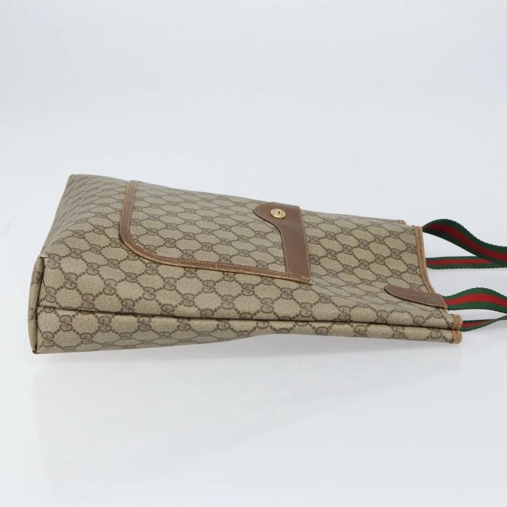 GUCCI GG Supreme Web Sherry Line Tote Bag PVC Beige Red 89 02 003 Auth ep12439 - Picture 5 of 15